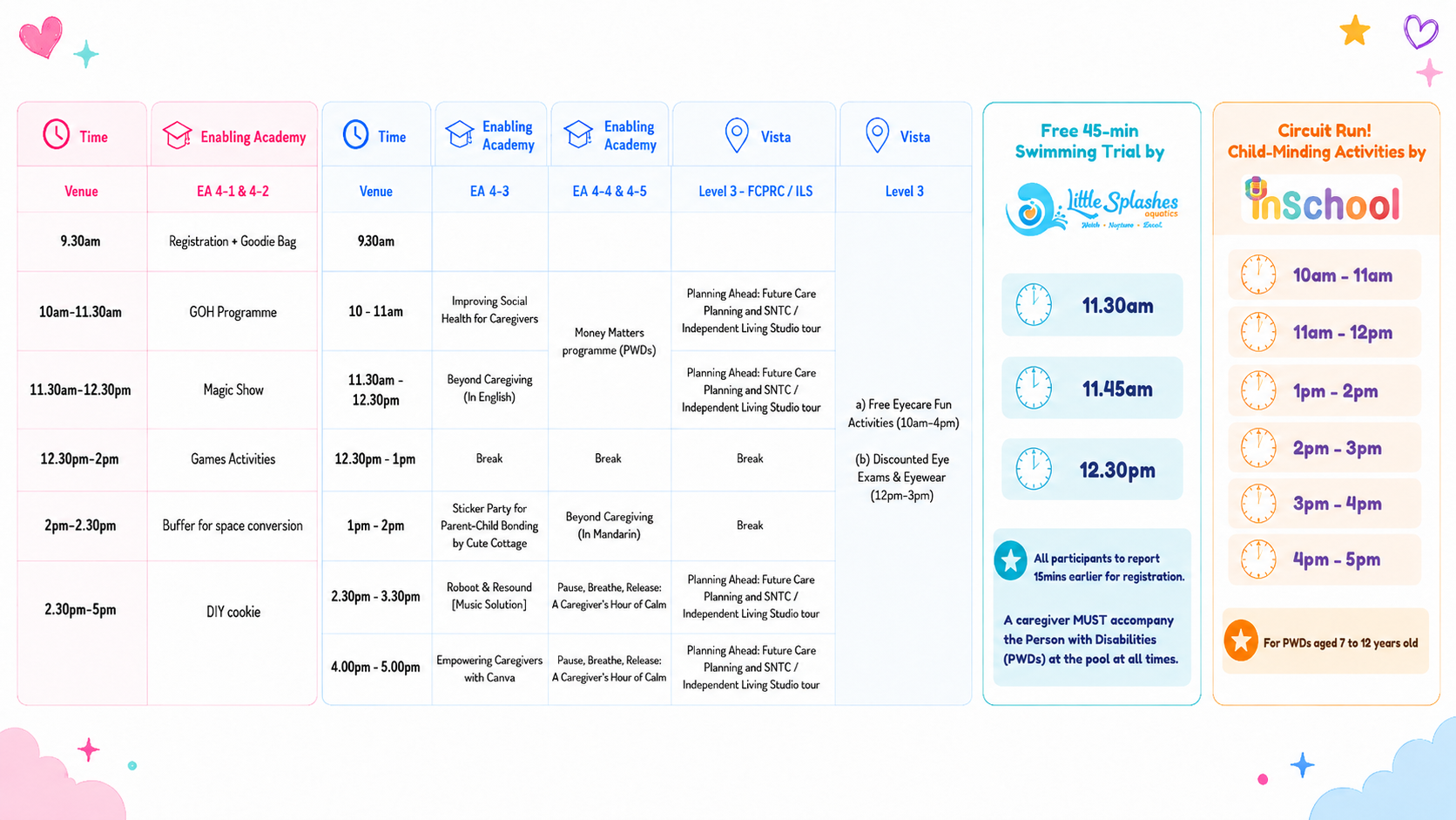 Family Day 2026 programme schedule by time and venue