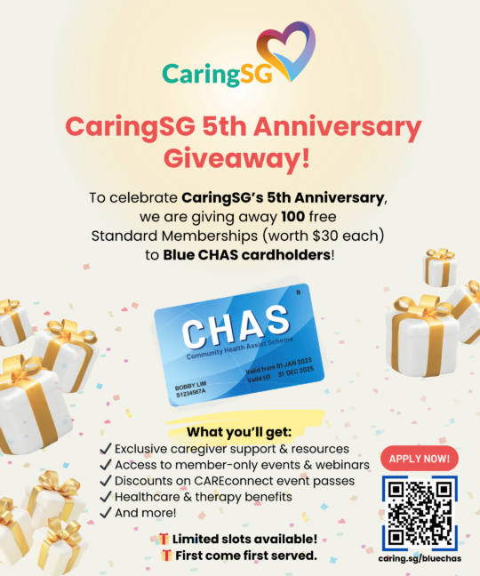 CaringSG 5th Anniversary Giveaway – 100 Free Memberships for Blue CHAS Cardholders!